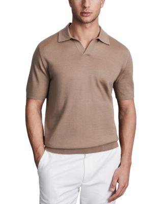 Duchie Short Sleeve Open Collar Merino Polo Shirt by REISS