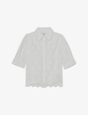 Edwina Floral-Embroidered Cotton Shirt by REISS