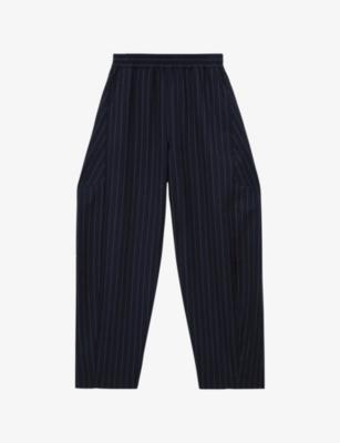 Elle Pinstripe Barrel-Leg Stretch-Woven Trousers by REISS