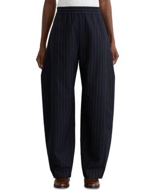 Elle Pinstriped High Rise Barrel Trousers by REISS