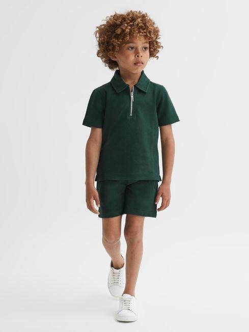 Emerald Robin Junior Slim Fit Textured Drawstring Shorts by REISS