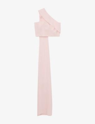 Emilia One-Shoulder Scarf Stretch-Woven Bustier Top by REISS Emilia One-Shoulder Scarf Stretch-Woven Bustier Top by REISS