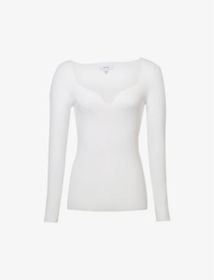 Emine sweetheart-neck ribbed stretch-knit top by REISS Emine sweetheart-neck ribbed stretch-knit top by REISS