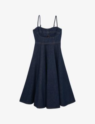 Emma Sleeveless Denim Midi Dress by REISS