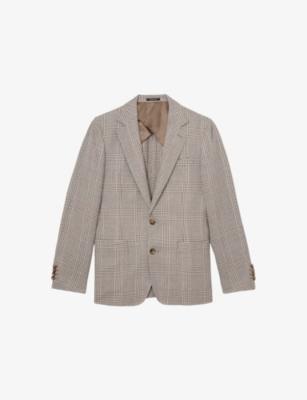 Epsom Checked Linen-Blend Blazer by REISS