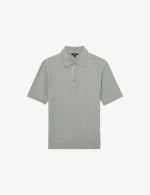 Era Half-Button Textured-Knit Polo by REISS
