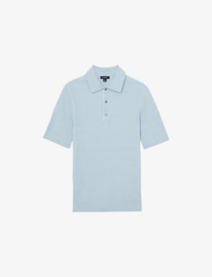 Era Half-Button Textured-Knit Polo by REISS