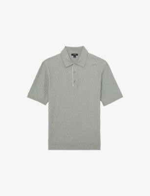 Era Half-Button Textured-Knit Polo by REISS