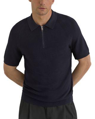Estate Regular Fit Half Zip Textured Polo Shirt by REISS