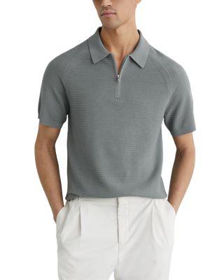 Estate Short Sleeve Half Zip Textured Polo by REISS