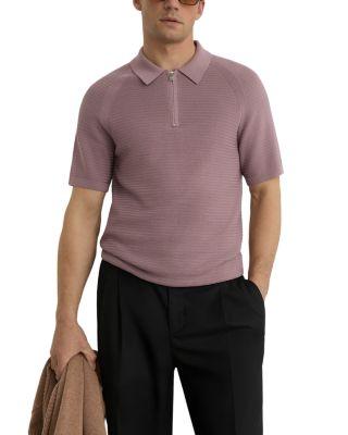 Estate Textured Knit Half Zip Polo Shirt by REISS