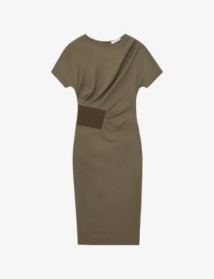 Etta Ribbed-Panel Stretch-Jersey Midi Dress by REISS