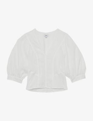 Evie Balloon-Sleeve Linen Top by REISS