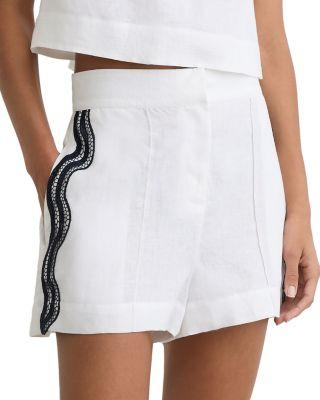 Felicity Scallop Edge Linen Shorts by REISS