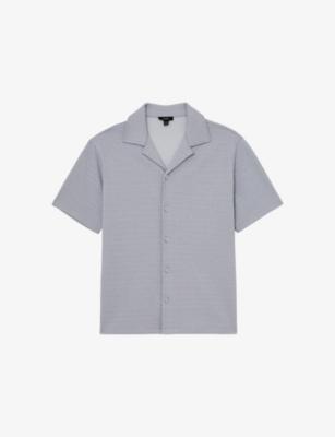 Felipe Jacquard Short-Sleeve Stretch Cotton-Blend Shirt by REISS