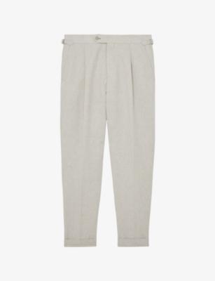 Finch Checked Linen and Cotton Trousers by REISS