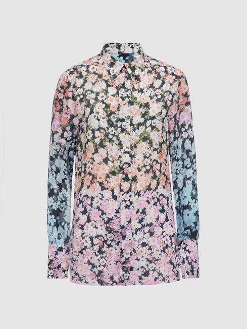 Floral Print Concealed Button Shirt in Multi by REISS