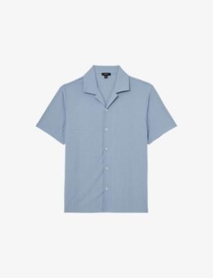 Frederick Cuban-Collar Jacquard  Stretch-Woven Shirt by REISS