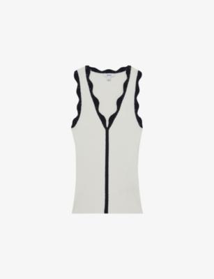 Freya Scalloped-Trim Stretch-Knit Vest by REISS