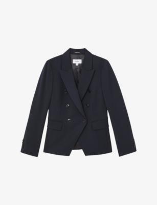 Gabi Double-Breasted Stretch-Woven Blazer by REISS