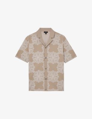 Gabriel Jacquard Cuban-Collar Stretch-Woven Shirt by REISS