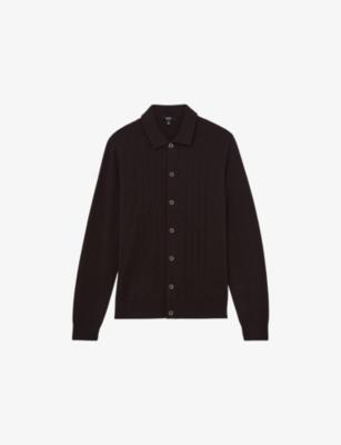 Gideon Collared V-Stitch Wool Cardigan by REISS