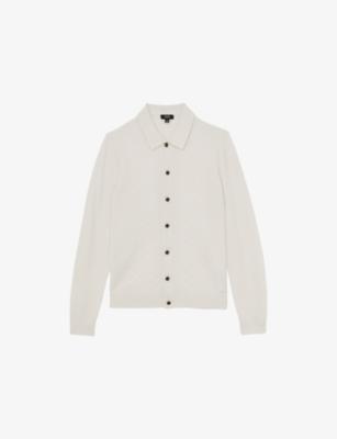 Gideon V-Stitch Wool Knitted Cardigan by REISS