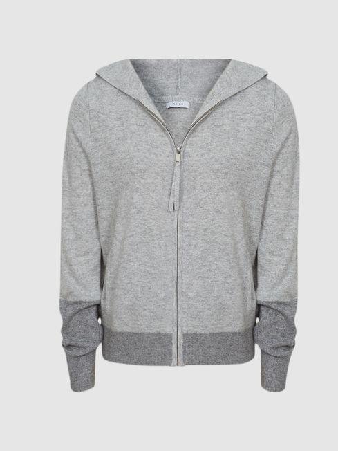 Grey Marl Courtney Wool Cashmere Blend Hoodie by REISS