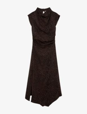 Harlie Leopard-Print Stretch-Woven Midi Dress by REISS