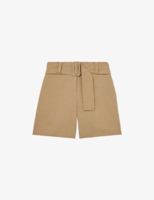 Harper Regular-Fit Belted-Waist Cotton And Linen-Blend Shorts by REISS