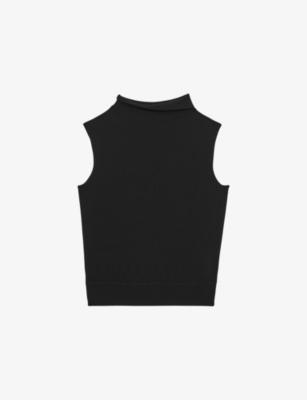 Harper funnel-neck sleeveless wool top by REISS