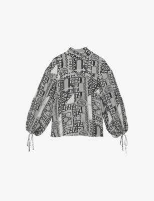Harry Tile-Print Woven Blouse by REISS
