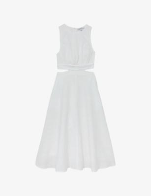 Hazel Cut-Out Linen and Cotton Midi Dress by REISS
