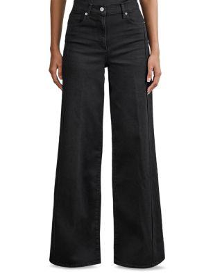 Heather High Rise Wide Leg Jeans in Black by REISS