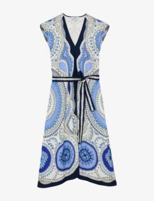 Heidi Scarf-Print Woven Midi Dress by REISS