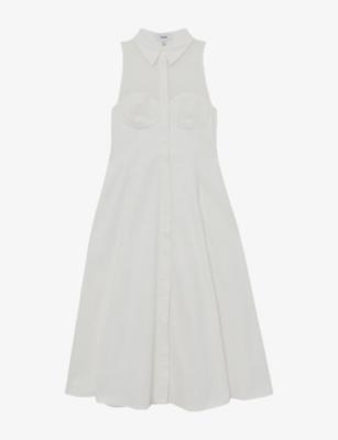 Hera Broderie-Detail Stretch-Cotton Midi Dress by REISS