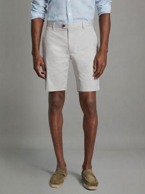 Ice Grey Wicket Modern Fit Cotton Blend Chino Shorts by REISS