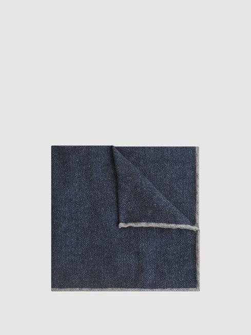 Indigo Halley Wool-Silk Blend Pocket Square by REISS