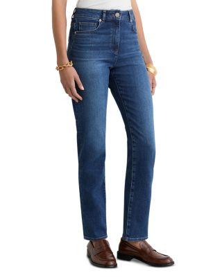 Isabel Mid Rise Slim Jeans in Mid Blue by REISS