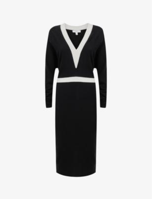 Jodie colour-block long-sleeve knitted midi dress by REISS Jodie colour-block long-sleeve knitted midi dress by REISS