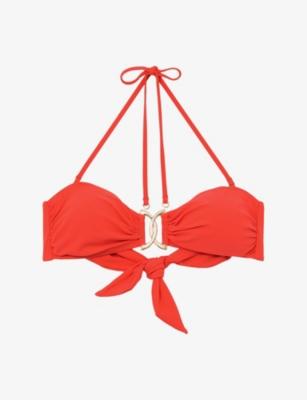 Johannah Halter-Neck Stretch-Woven Bandeau Bikini Top by REISS