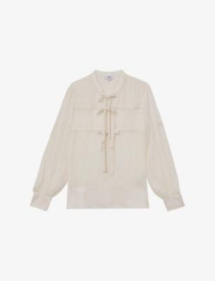 Josephine Tie-Front Woven Blouse by REISS