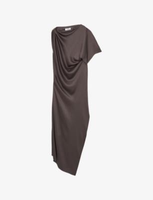 Kenzie Draped Satin Midi Dress by REISS