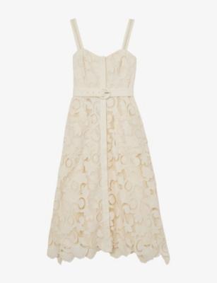 Kerina Button-Front Lace Midi Dress by REISS