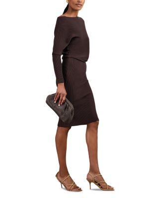 Lara Drape Knitted Bodycon Dress by REISS
