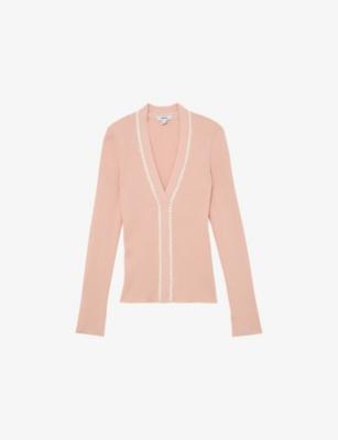 Lauri Craft-Stitch Ribbed-Knit Top by REISS