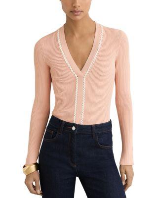Lauri Craft Stitch Trim Top by REISS