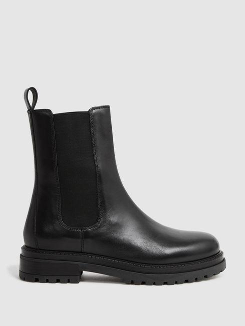 Leather Chelsea Boots in Black by REISS