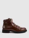 Leather Hiking Boots in Dark Tan by REISS