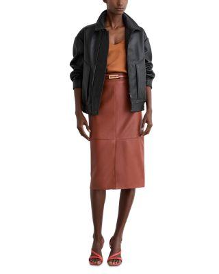 Leather Midi Skirt by REISS